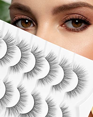 Onlyall Lashes Mink False Eyelashes Natural Wispy Lashes Soft Faux Mink Lashes Fluffy False Lashes 16MM A04