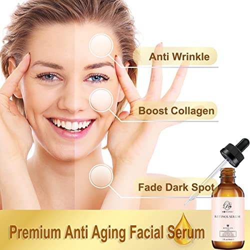 ROSVANEE Retinol Serum for Face 60ml - High Strength with 2.5% Retinol, Hyaluronic Acid, Vitamin C & E, Anti Aging Facial Serum for Skin Repair,