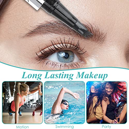 Eyebrow Pencil Tattoo Eyebrow Pen Waterproof Microblading Eye Brow Makeup Tool with Fork Tip Long-lasting for Natural Hair Like Defined Smooth Br