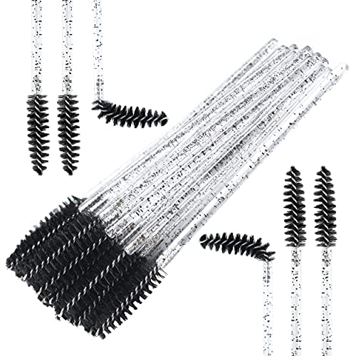 Eyelash Brush Pack of 50 - Bendable, Lightweight Disposable Mascara Wands - 10cm Long Eyelash Spoolies for Lash Extensions, Eyebrows Contouring a