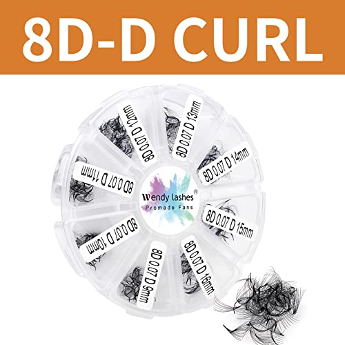 Pre Made Fan Volume Eyelash Extensions 10D 0.07mm D Curl 500 Fans 9-16mm Mixed Tray Premade Fans Loose Volume Lash Extensions Handmade Promade Lo