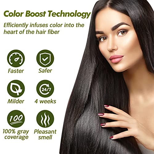 Duoffanny Hair Colour Black Hair Shampoo Instant Hair Dye Semi-Permanent Portable Hair Color Black Hair Coloring Easy to Use | 3-In-1 | Natural I