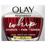 Olay Regenerist Whip SPF Face Moisturiser 50ml, SPF30 Anti Aging Face Cream For Women, Ideal Base for Make Up, with Niacinamide