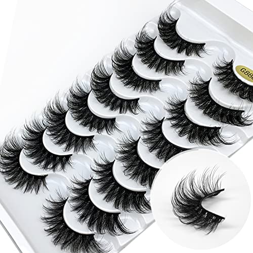 KOKAY False Eyelashes Russian Strip Lashes Faux Mink Lashes 8 Pairs DD Curl, Reusable Fluffy 3D Fake Eyelashes Thick Soft Waterproof for Gift (K0
