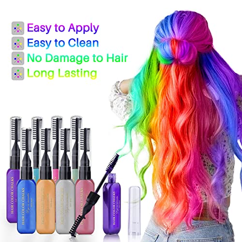 Hair Chalks for Girls, 8 Coloured Hair Dye Temporary, Washable Hair Spray Colour for Kids Men and Woman