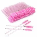 G2PLUS 100 PCS Disposable Eyelash Brushes - Pink Eyelash Spoolies - Crystal Mascara Wands -Eyelash Extension Brush Applicator for Eyelash Extensi