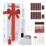 Mini Cordless Nail Drill, CIICII 20000RPM Electric Nail Files Kit with Dual Charge Ports (71Pcs Portable 3-Speed Forward & Reverse Rechargeable N