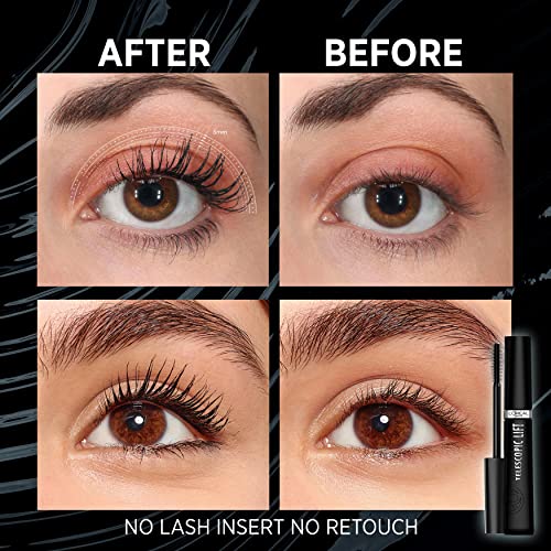 L'Oréal Paris Telescopic Mascara, Long-Lasting 36H Lift, Visible Lash Length Up to +5mm*, No Clumping & No Smudging & No Flaking, Telescopic Lift