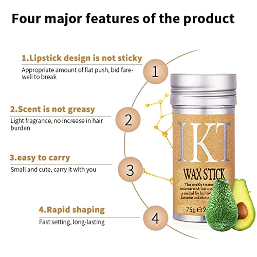 2Pcs Hair Wax Stick with Hair Comb Set,Styling Wax for Smooth Wigs,Edge Control Stick Anti-Frizz Non-greasy,Unisex Hair Pomade Stick for Flyaways