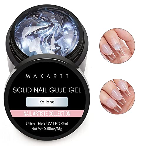 Makartt Solid Nail Glue Gel, Nail Tips Glue Gel, Nail Rhinestone Glue Gel, False Nail Glue, Strong Nail Glue for Acrylic Nails 15g (Clear)