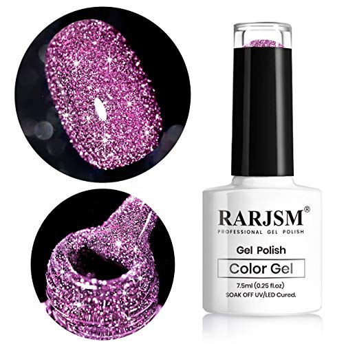 RARJSM Silver Glitter Gel Nail Polish Sparkle Nail Gel Varnish Requires Drying Under UV LED Lamp for Women Spring Summer Nail UV Beauty Art Desig