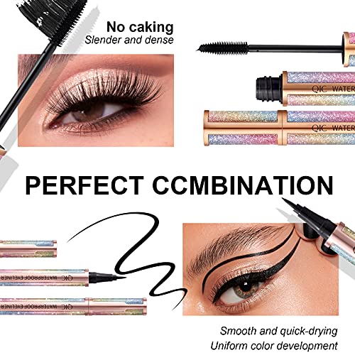 Onlyoily 4D Silk Fiber Lash Mascara for Longer, Thicker, Voluminous Eyelashes,Natural Waterproof Smudge-Proof Eyelashes -Black-2 Pack (01)