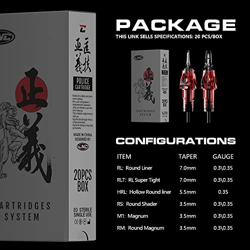 CNC Tattoo Cartridge Needles 5RL Round Liner #12 Standard Round Tip 20Pcs for Rotary Tattoo Machine EN04-20-1205RL