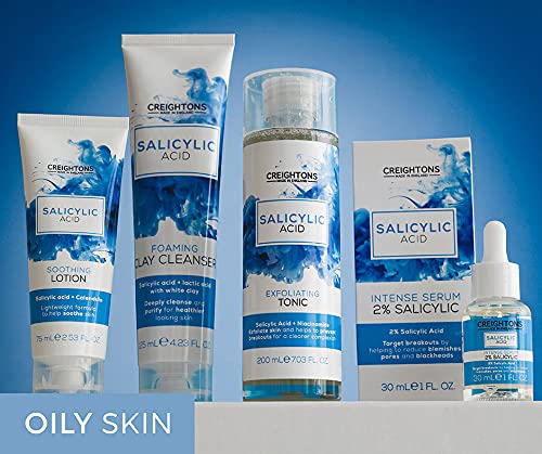 Creightons Salicylic Acid Foaming Clay Cleanser (125ml) - Contains Salicylic Acid & Lactic Acid with White Clay to Deeply Cleanse & Purify for He