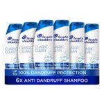 Head & Shoulders Classic Clean Dandruff Shampoo, Pack of 6 ( 6 x 250 ml), Clinically Proven Deep Clean, UK #1 Shampoo