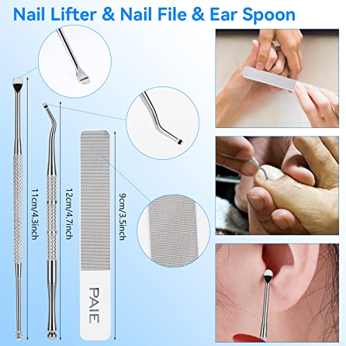 Aceshop Toenail Clippers Set, 15 Pcs Podiatrist Toenail Clippers Professional Toenail Clipper for Ingrown Thick Nails Heavy Duty Stainless Steel