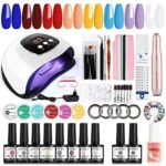 Gel Nail Polish Set with Lamp Starter Kit SPTHTHHPY - 8 Colors Gel Nail Polish Salon Manicure Tool Set - with 48W UV/LED Light, 6 colors Gel Nail