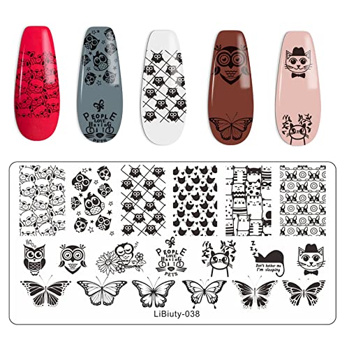 JEEWHEET 6 Nail Art Stamping Plates with Stamper and Scraper - Flowers, Geometric Patterns Nail Template for Nail Salon Designs - Nail Image Stam