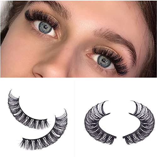 False Eyelashes Russian Strip Lashes Natural Fluffy Wispy D Curly 10 Pairs Reusable Fake Eyelashes Faux Mink Lashes Thick Short Soft Eyes Lash