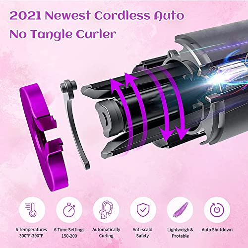 Lanboo Hair Curler, Cordless Hair Curlers for Long Hair, Wireless Automatic Curling Iron Restriction with Built-in 5000mAh Rechargeable Battery,