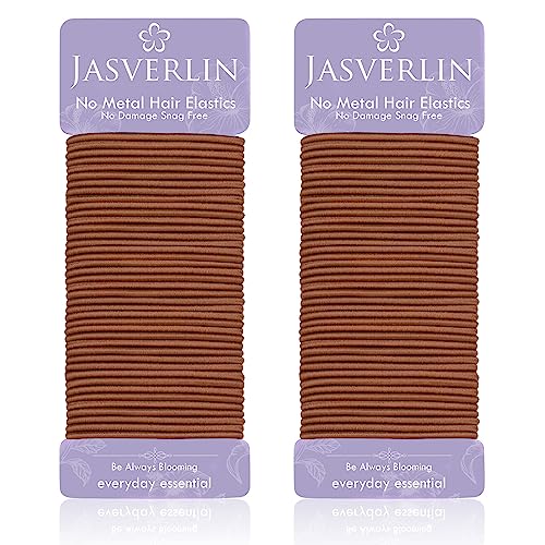 JASVERLIN Small Hair Elastics, Seamless Thick Hair Ties, No Pull Ponytail Holders Braided Hair Tie Styling Bands for Fine to Medium Hair, Women G