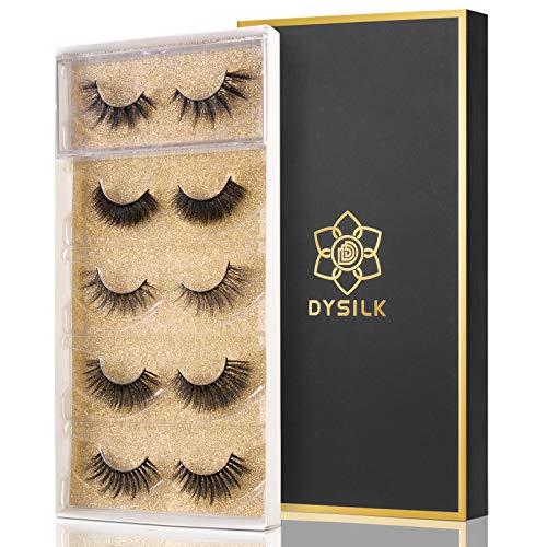 DYSILK 5 Pairs 6D Lashes Faux Mink Eyelashes Cat Eye Fluffy Natural Look False Eyelashes Long Lashes Pack Mink Lashes Soft Reusable Eye Lashes |C