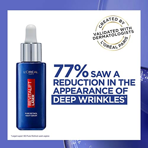 L'Oreal Paris Pure Retinol Serum, Revitalift Laser Deep Anti-Wrinkle Retinol Night Serum For Face [Revitalift Laser Retinol Serum 30ml + x3 Hydra