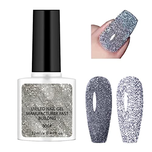 Gel Nail Polish, Gel Nail Kit With Magnet Glitter Gel Polish, Pearl Shell Reflective Sparkle Shiny Clear Pastel Cat Eye UV Gel Nail Polish Set Us