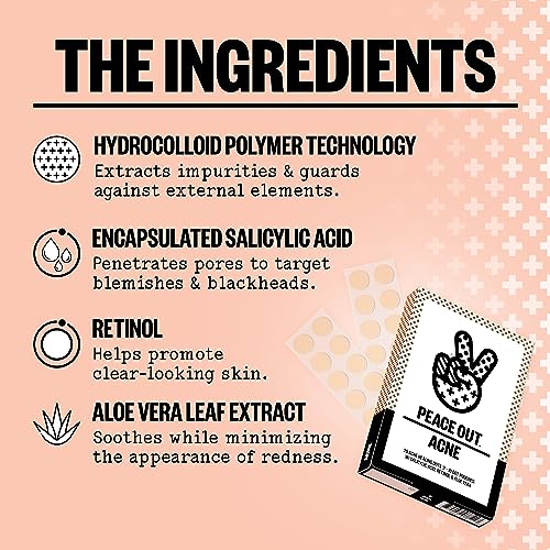 Peace Out Skincare Acne Dots. Hydrocolloid Anti-Acne Pimple Patches with Salicylic Acid to Quickly Clear Blemishes