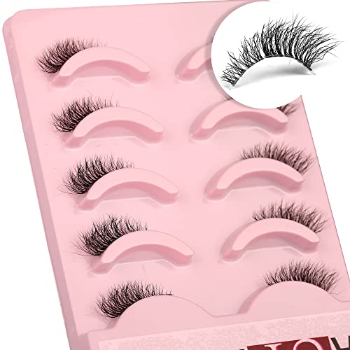 False Eyelashes Natural Half Lashes Short Wispy Clear Band 1/2 Lashes Pack Cat Eye 3D Faux Mink 3/4 Eye Lashes Multipack By AUPALADA, Lash Cluste