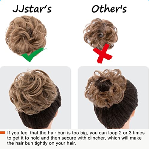 JJstar Messy Hair Bun Curly Wavy Hair Scrunchies Accessories Pieces for Women Girls Synthetic Hair Chignons (Dark Brown)