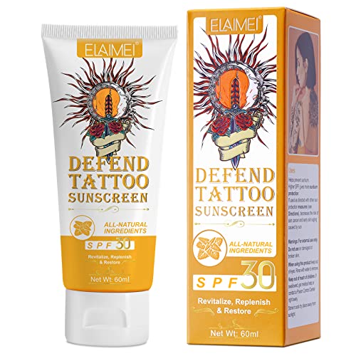 Premium Tattoo Care Sunscreen - Defend Tattoo Sunscreen SPF 30+ Tattoo Sun Protection - UVA/UVB Sun Rays Protection, Tattoo Aftercare Sunscreen L