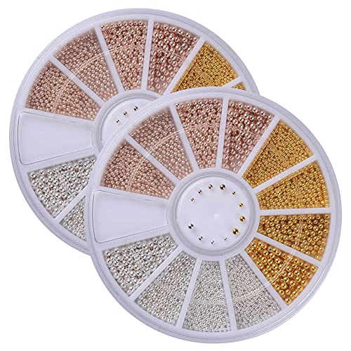 2 Boxes 3D Nail Art Decorations Nails Art Mini Steel Ball Nail Beads Nails Beauty Decorations Accessory Tool for Nail Decoration