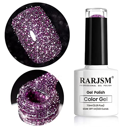 RARJSM Silver Glitter Gel Nail Polish Sparkle Nail Gel Varnish Requires Drying Under UV LED Lamp for Women Spring Summer Nail UV Beauty Art Desig