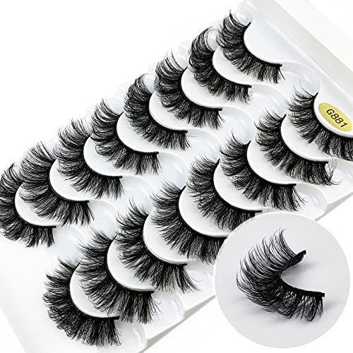 KOKAY False Eyelashes Russian Strip Lashes Faux Mink Lashes 8 Pairs DD Curl, Reusable Fluffy 3D Fake Eyelashes Thick Soft Waterproof for Gift (K0
