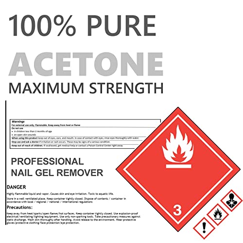 Pure Acetone Acrylic, Nail Polish, Nail Tip, Remover for UV/LED Gel Soak Off Nail Gel (50ML)