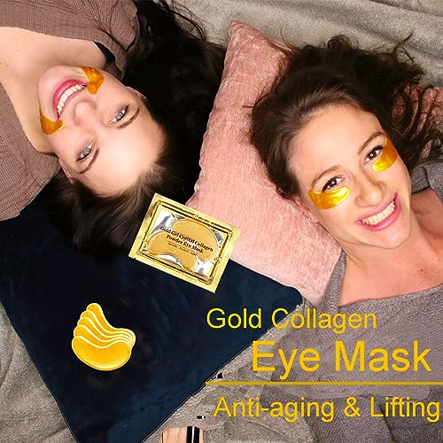 24K Gold Eye Mask, Jiasoval 16 Pairs Under Eye Patches Skin Treatment Mask, Crystal Collagen Under Eye Mask for Reducing Dark Circles, Moisturizi