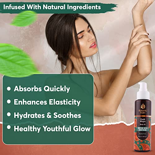 Botanic Rain Organic Body Oil with Oudh & Mogra, Ayurvedic Natural Body Massage Oil, Aromatic Bath Oil Moisturizing & Hydrating - Massage Oil