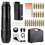 HAWINK Wireless Tattoo Machine Rotary Pen Kit 20pcs Tattoo Needles Cartridge Tattoo Grip Tape Wrap with Suitcase EM155P199RCAEN02-1