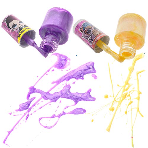 L.O.L Surprise! Townley Girl Non-Toxic Water Based Peel-Off Nail Polish Set for Girls, Glittery & Opaque Colors, with Toe Spacers and Nail Sticke