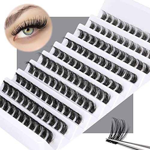 Lash Clusters 108Pcs DIY Eyelash Extenisons Natural Look Wispy Clusters Lashes 8-16MM D Curl Individual Lashes DIY at Home Wispy Fluffy Lash Exte