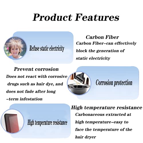 Hair Comb, Professional Hairdressing Carbon Fibre Comb, Fine and Standard Tooth Hair Cutting Comb, Heat Resistant Anti Static Hair Comb, Hairdres