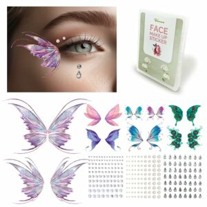 Waveaura Temporary Tattoos Kit Glitter Butterfly Makeup Festival Face Gems Tattoo Eye Makeup - Temporary Tattoos Makeup Fake Tattoos Semi Permane
