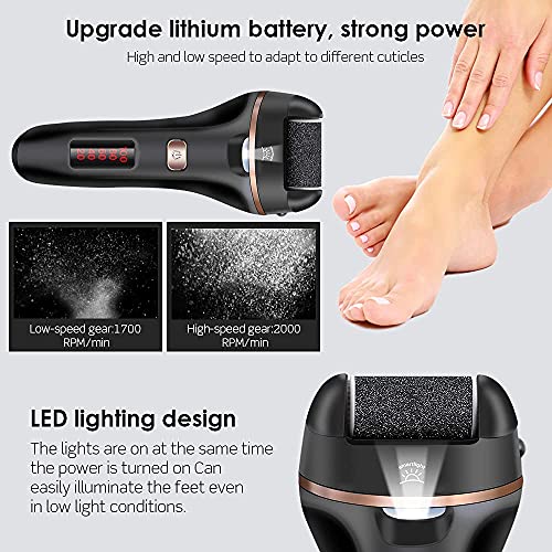 Electric Foot File Callus Remover, iToncs Professional Rechargeable Feet Callus Remover with 10 in 1 Foot Files Pedicure Kit Foot Care Tools for