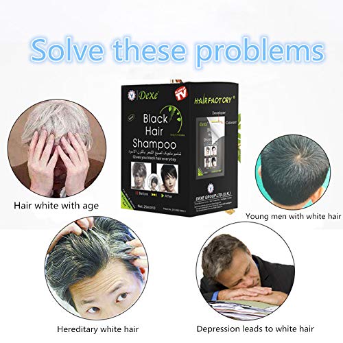 Black Hair Shampoo,MQUPIN Instant Black Natural Ingredients Hair Dye Shampoo Semi-Permanent Black Hair Color,Easy to use,Long lasting,(10 Pack, B