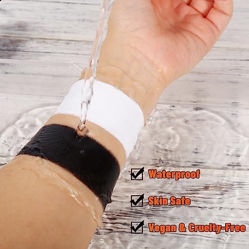 BOBISUKA Halloween Cosplay SFX Makeup Black + White Face Body Paint Special Effects Makeup Kit Dress Up Non Toxic Face Painting Kits for Adult Fu