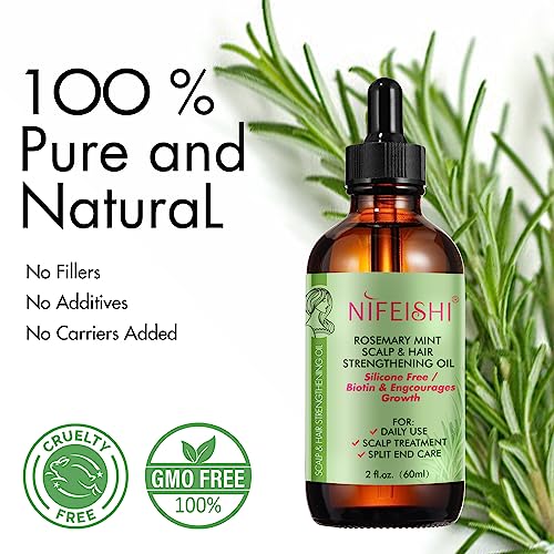 Rosemary Oil for Hair Growth, Organic Rosemary Hair Growth Oil Nourishes Hair, Rosemary Essential Oil for Skin, Face, Eyebrow and Eyelash Growth,