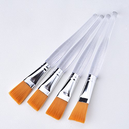 Facial Mask Brush Makeup Brushes Cosmetic Tools with Clear Plastic Handle, 5 Pack (Silver)