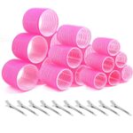 Hair Rollers with Clips Thrilez Self Grip Jumbo Include 63mm 44mm 35mm Hair Curlers for Long Medium Short Hair, Salon Hairdressing Rollers Tools