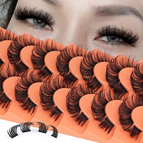 Fluffy Lashes Faux Mink False Eyelashes Dramatic 18mm Lashes Pack 7 Pairs Wispy Volume Cat Eye Lashes Pack by Eefofnn
